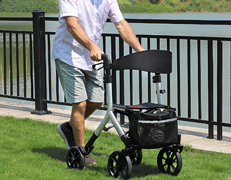aluminum walker with front swivel wheels supplier